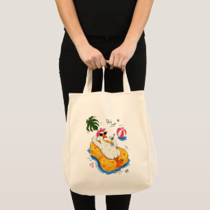 Bolsa Tote Pato Divertido na Piscina com Óculos de Sol & Coqu