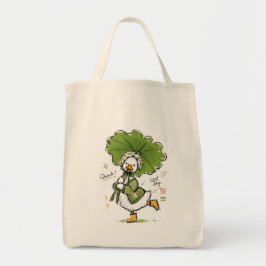 Bolsa Tote Pato Fofo com Guarda-Chuva de Folha e Touca Floral
