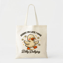 Bolsa Tote Pato Fofo e Preguiçoso Floral Retrô Engraçado
