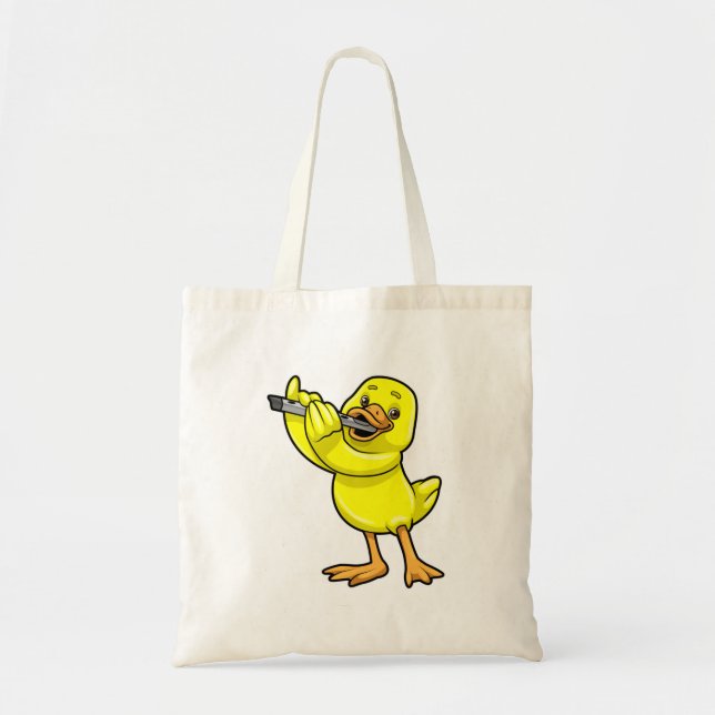 Bolsa Tote Pato na Música com Flute (Frente)