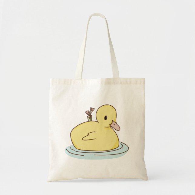 Bolsa Tote Pato nadando com flores (Frente)