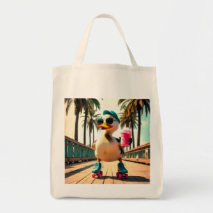 Bolsa Tote Pato Patinador Divertido Verão Retro 