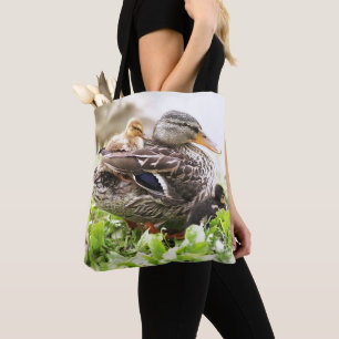 Bolsa Tote Pato selvagem fêmea cercado por patinhos