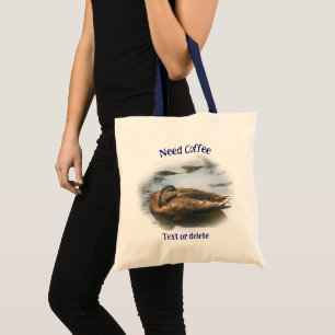 Bolsa Tote Pato Sonolento Bonito Humor de Café Personalizado