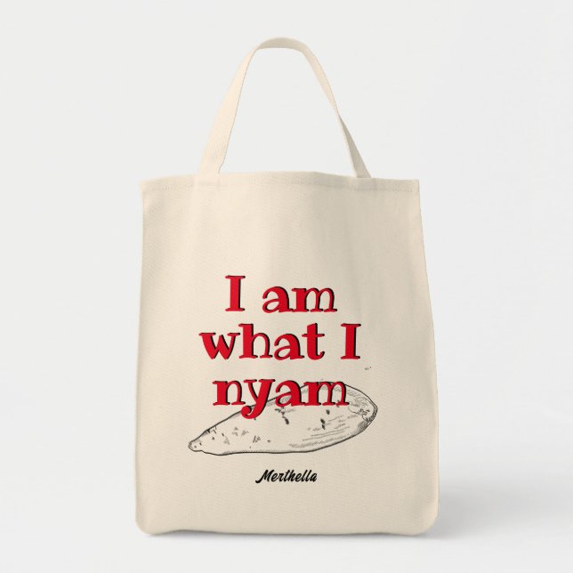 Bolsa Tote Patois Humor I AM O QUE NYAM Healthy Comendo Yam (Frente)