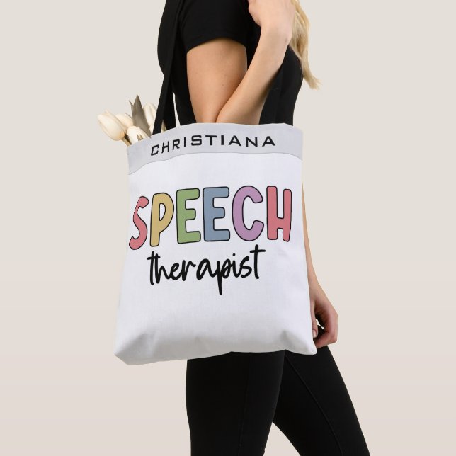 Bolsa Tote Patologista de Fala de SLP Personalizado Terapêuti (Close Up)