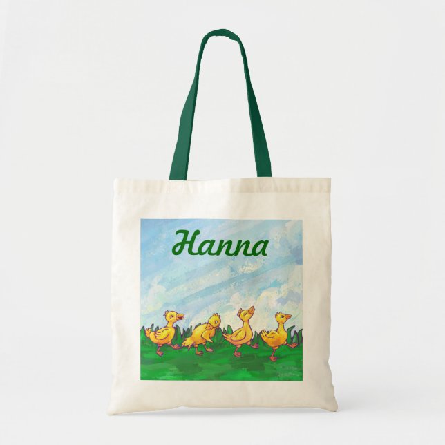 Bolsa Tote Patos em um Saco de Tote Personalizado em Linha (Frente)