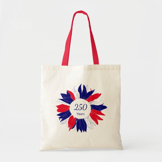 Bolsa Tote Patriotic USA 250 Years Fourth of July Floral  (Frente)