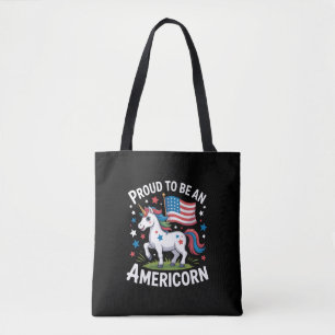 Bolsa Tote Patriótica Americórnio Unicórnio 4 de julho Patrió