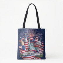 Bolsa Tote Patriótica dos EUA – Dupla Face Bandeir