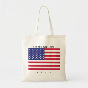 Bolsa Tote Patriótico do Monograma Azul Branco da Bandeira A
