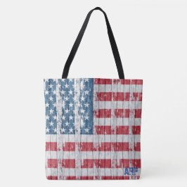 Bolsa Tote *~* Patriótico Russo Barnwood EUA Flag