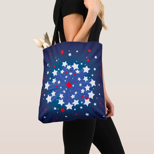 Bolsa Tote Patriótico Starburst Red White e Blue EUA (Criador carregado)