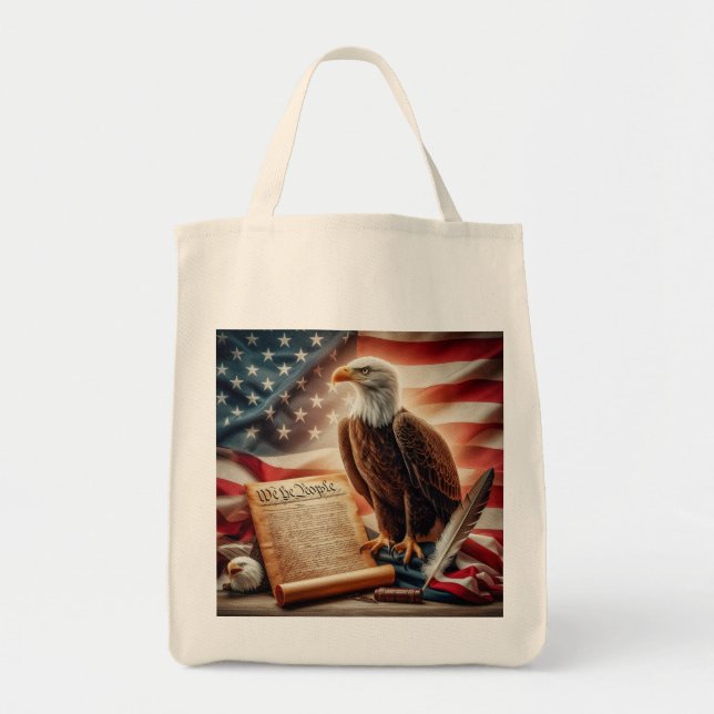 Bolsa Tote Patriotismo Americano da Águia Bald (Frente)