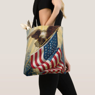 Bolsa Tote Patriotismo Vintage, Águia Patriótica Bandeira Ame