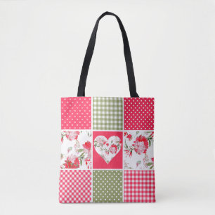 Bolsa Tote Patrulha Floral Cor de Água Rosa e Verde