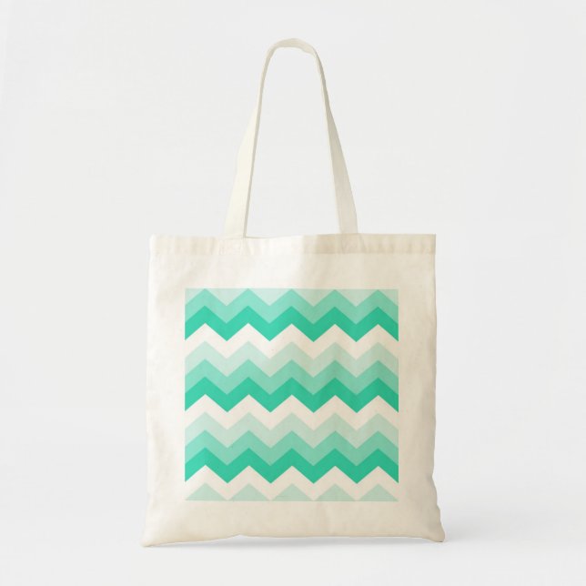 Bolsa Tote Patrulha Zigzag (Turquoise, groen en wit) (Frente)