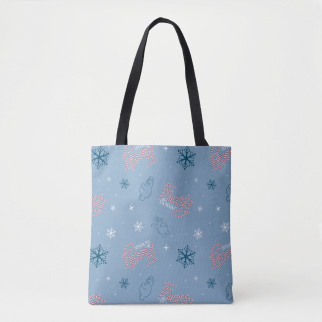 Bolsa Tote Patterno de Neve Azul Snowman (Frente)
