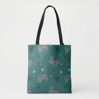 Bolsa Tote Patterno de Neve Verde Snowman Frosty