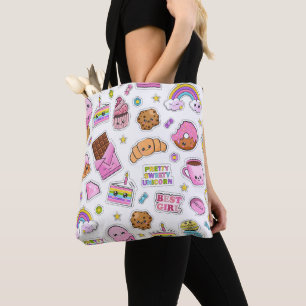 Bolsa Tote Patterno Funny Unicorn Magic Rainbow Cute