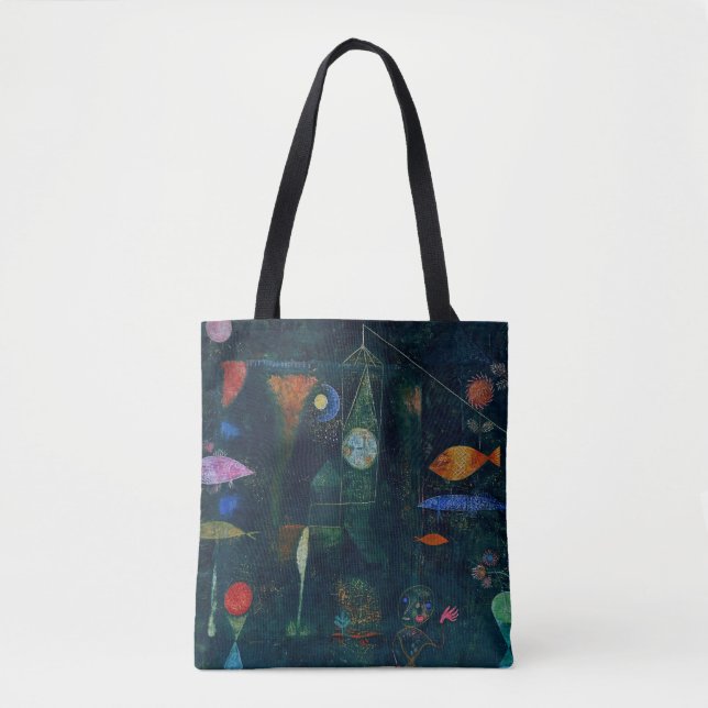 Bolsa Tote Paul Klee Fish Magic Abstrato Pintura Gráfica (Frente)