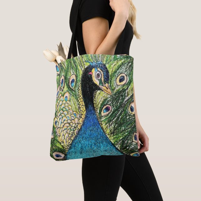 Bolsa Tote Pavão de patos mandarins (Close Up)