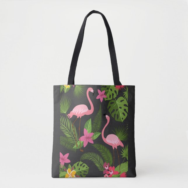Bolsa Tote Pavão-Pink Padrão com Flor (Frente)