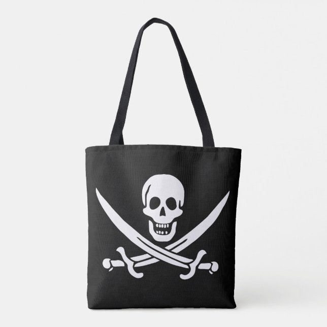Bolsa Tote Pavilha de Sinalizador Pirata com Espadas Cruzadas (Verso)