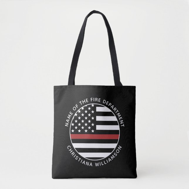 Bolsa Tote Pavilhão Personalizado do Bombeiro Thin Red Line U (Frente)