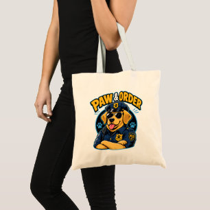 Bolsa Tote Paw & Order Cão Polícia PNG, Cão K9 Divertido Subl