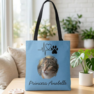 Bolsa Tote Paw Print de Batida do Coração Mãe de Gato Dia das