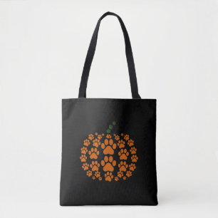 Bolsa Tote Paw Pumpkin Paw Print Dog Ação de Graças