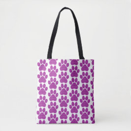 Bolsa Tote Paw Shape Plaid Pink Purple Dog Cat