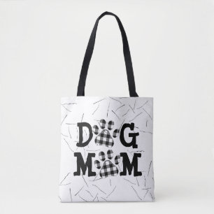 Bolsa Tote Pawprint MOM e Cabelo da xadrez