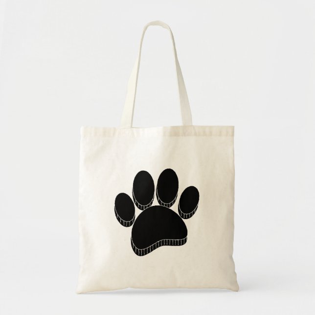 Bolsa Tote Pawprint Preto Desenho Personalizado na Mão (Frente)
