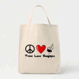 Bolsa Tote Paz, amor, Bagpipes