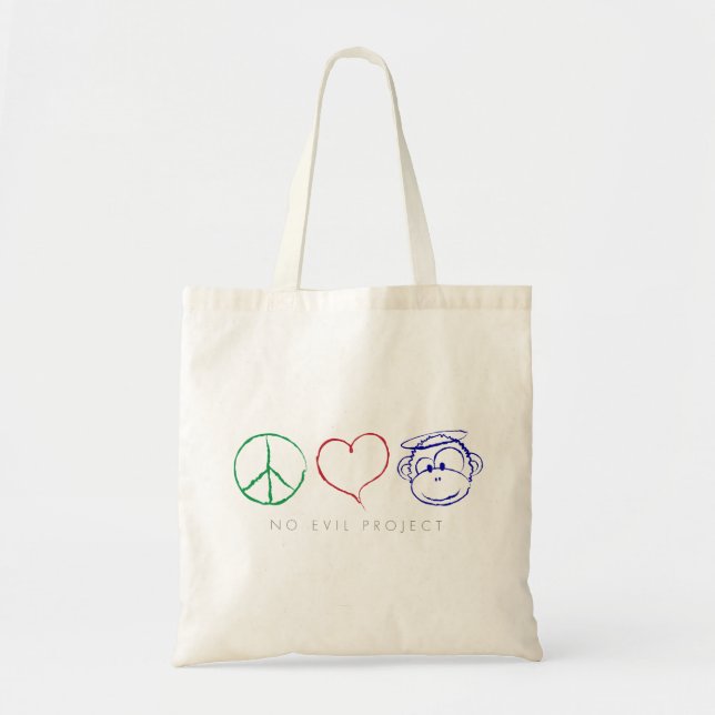 Bolsa Tote Paz, Amor, Bolsas Macacos (Frente)