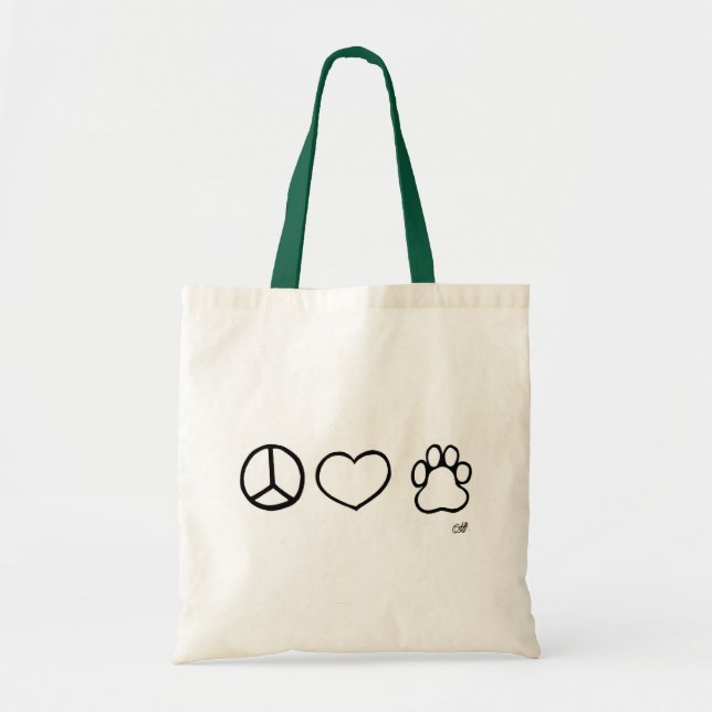 Bolsa Tote Paz, amor, cães (Frente)