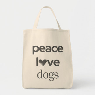 Bolsa Tote Paz Amor Cães | Amante de Cão Preto Gráfico Modern