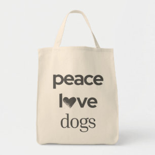 Bolsa Tote Paz Amor Cães Gráfico Moderno para Amantes de Cães