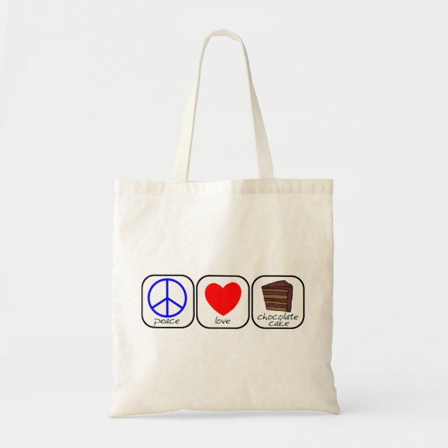 Bolsa Tote Paz, Amor e Bolo de Chocolate (Frente)