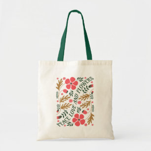 Bolsa Tote Paz Amor e Flores Retro Boho Floral
