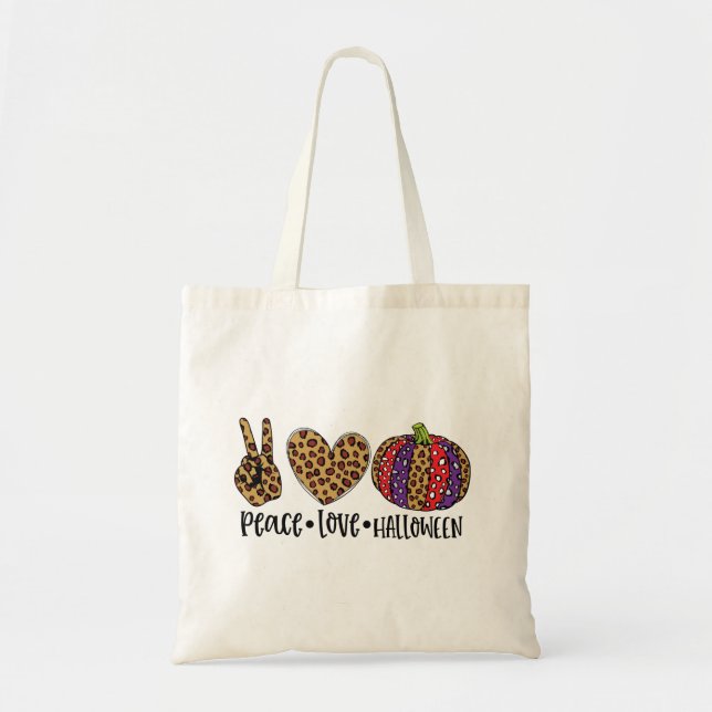 Bolsa Tote Paz, Amor e Halloween (Frente)