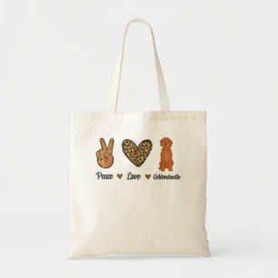 Bolsa Tote Paz Amor Goldendoododle Leopard Lover Pet Dog