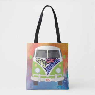 Bolsa Tote Paz, Amor, Karma, Hippy, arco-íris
