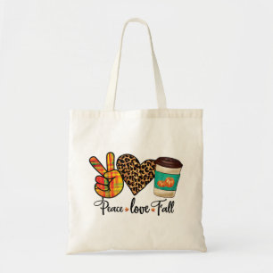 Bolsa Tote Paz, Amor, Pumpkin Spice Latte de Queda Leopardo
