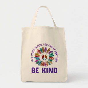Bolsa Tote Paz e Amor Hippie Boho Seja Gentil