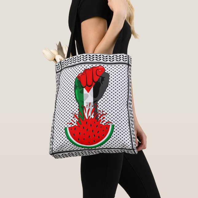 Bolsa Tote Pé de resistência da Palestina em Watermelon (Close Up)