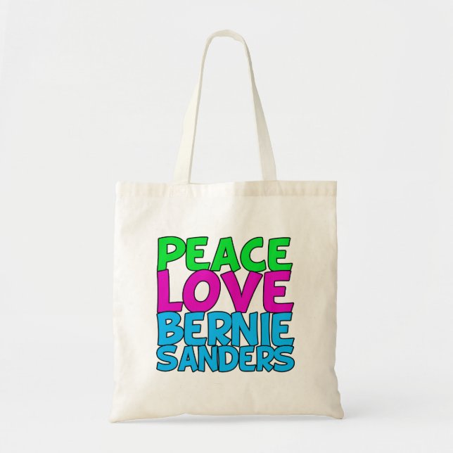 Bolsa Tote Peace Love Bernie Sanders (Frente)