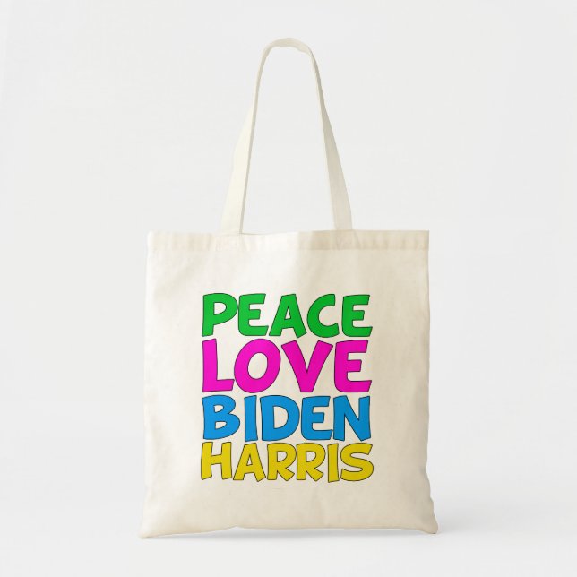 Bolsa Tote Peace Love Biden Harris (Frente)